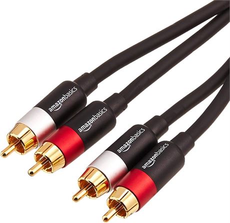 2-Male to 2-Male RCA Audio Stereo Subwoofer Cable - 8 Feet