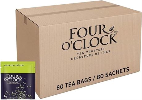 Four O'Clock Green Tea, Non-GMO, Kosher, Gluten-Free, 80 Count, 358g