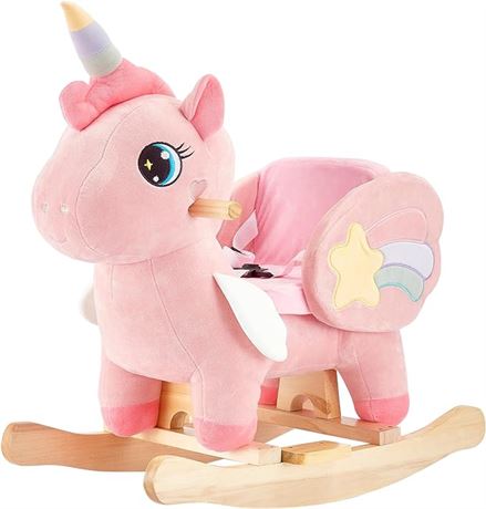 FUNLIO Unicorn Baby Rocking Horse, Pink Fairy Unicorn Rocking Horse