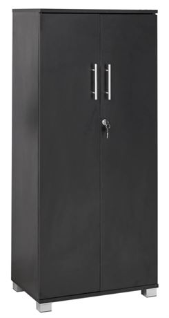49" Wooden Black 2 Door Storage Cabinet with Locking Doors, Black