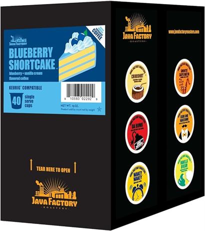 40 Count, Java Factory Coffee Pods Blueberry Flavored Coffee