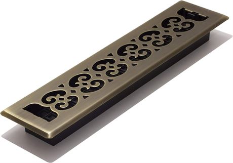 Decor Grates SPH214-A 2-Inch by 14-Inch Scroll Floor Register, Antique Brass