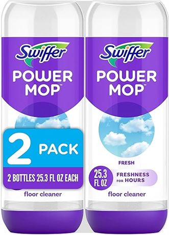 Swiffer PowerMop Floor Cleaning Solution with Fresh Scent, 750 mL, 2 Pack