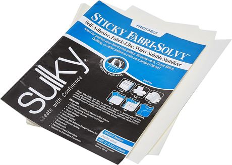 Sulky 8-1/2-Inch by 11-Inch Printable Sticky Fabri-Solvy Stabilizer, 11-Pack