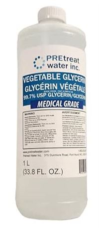 1L Vegetable Glycerin, 99.7% Pure, USP Medical, Kosher, Food and Pharmac
