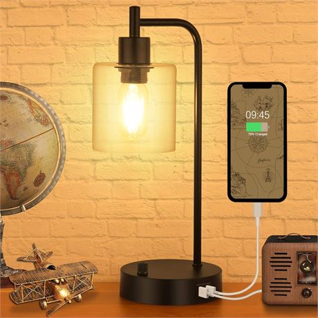 Industrial Table Lamp,Hansang Vintage Desk Lamp 0-100% Fully Stepless Dimmable
