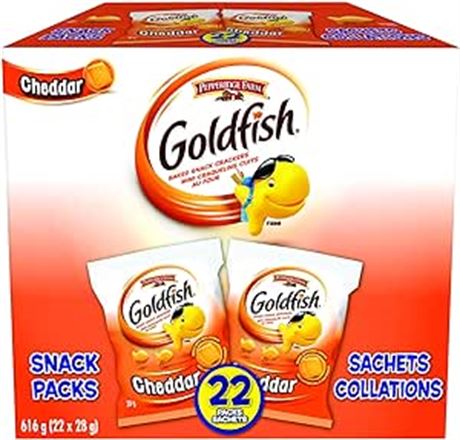 Pepperidge Farm Goldfish Cheddar Crackers, 22 Snack Packs, 28g/1 oz. Each