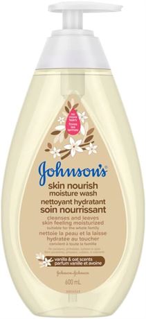 600ml Johnsons Skin Nourish Moisture Vanilla & Oat Body Wash - Baby Bath Skin