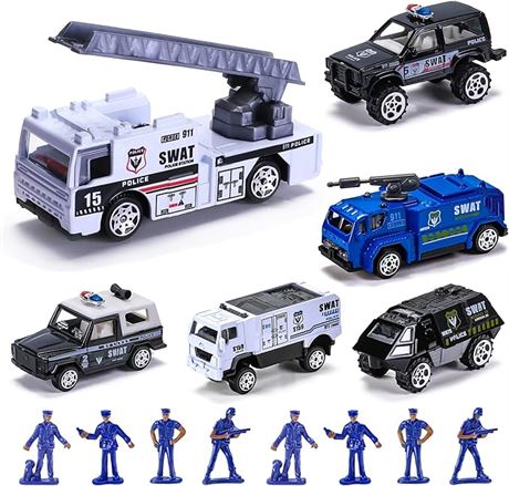 14 Pack Die-cast Police Rescue Truck Vehicles Sets