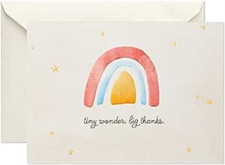 Hallmark Pack of Baby Shower Thank You Cards, Watercolor Rainbow (40 Cards and E