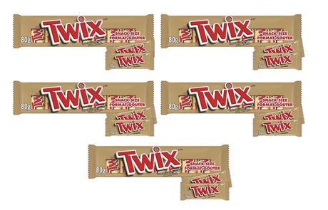 Pack of 5 TWIX, Caramel Cookie Chocolate Candy Bar