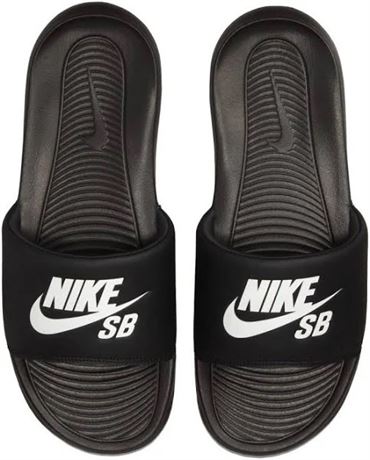 Size 12 Nike SB Victori One black and white slide sandals