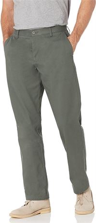 42Wx34L  Essentials Men's Classic-Fit Wrinkle-Resistant Flat-Front Chino Pant
