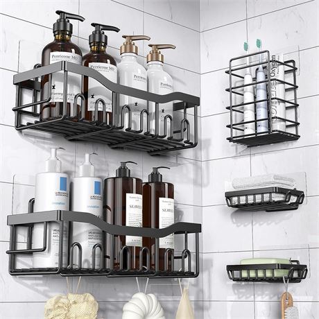 Shower Caddy 5 Pack,Adhesive Shower Organizer for Bathroom Storage&Home Decor