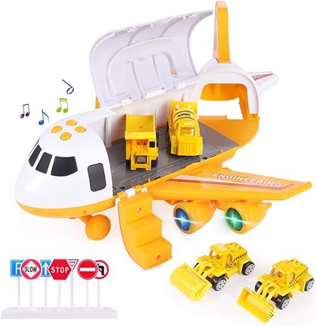 SHANNA Aeroplane Playset(Construction Vehicles Yellow)