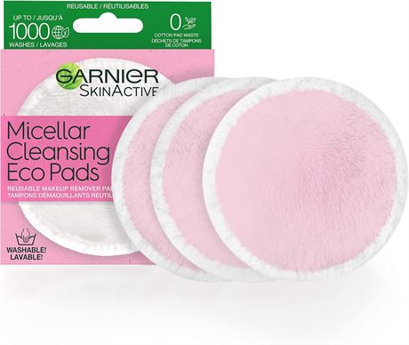 Garnier SkinActive Micellar Cleansing Eco Pads, Reusable Makeup Remover