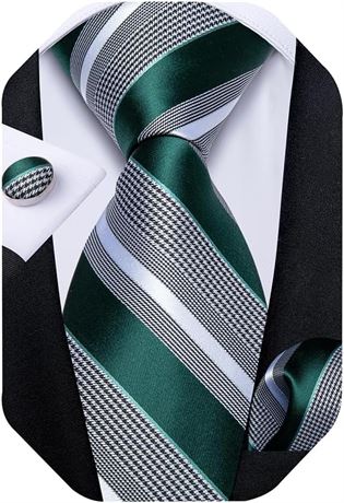 DiBanGu Extra Long Ties for Men Wedding Party Silk Classic Solid Plaid Striped