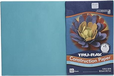 Pacon Tru-Ray Construction Paper, 12-Inchx18-Inch, Turquoise, 50-Sheet