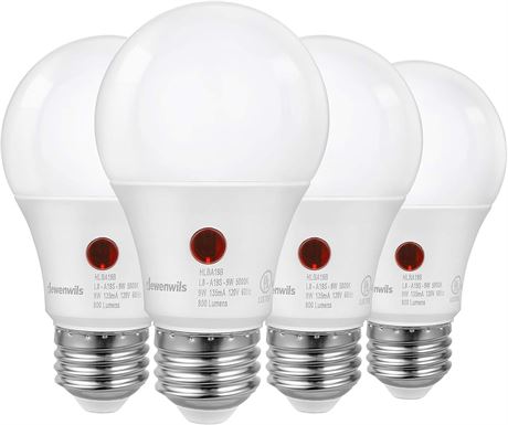 DEWENWILS 4-Pack Dusk to Dawn LED Light Bulb, Automatic On/Off, Outdoor A19