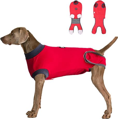 XXX-Large, Red Dog Recovery Suit Body Suit After Surgery Dog Onesie Cone