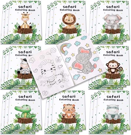 24Pcs Jungle Safari Animals Coloring Books Bulk, DIY Coloring Book 5"x 6.7"