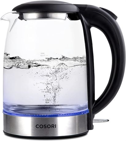 COSORI Electric Kettle 1.7L, 1500W Wide Opening Glass Tea Kettle & Hot Water