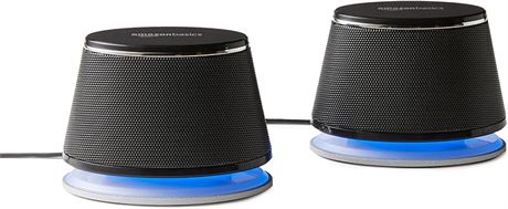 Amazon Basics USB-Powered Computer Speakers with Dynamic Sound | Black