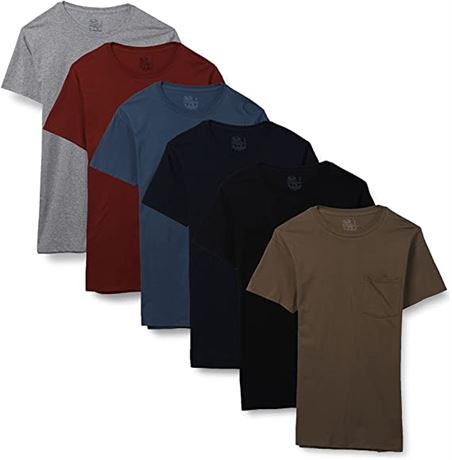 Small Men's Fruit of the Loom Short Sleeve Pocket T-Shirt, 6 Pack, Assorted