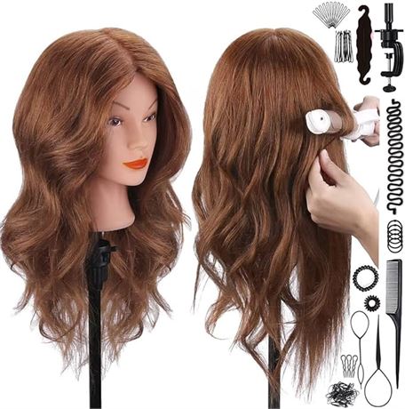 Mannequin Head with 100% Human Hair, SZCY LLC 18" Dark Brown Real