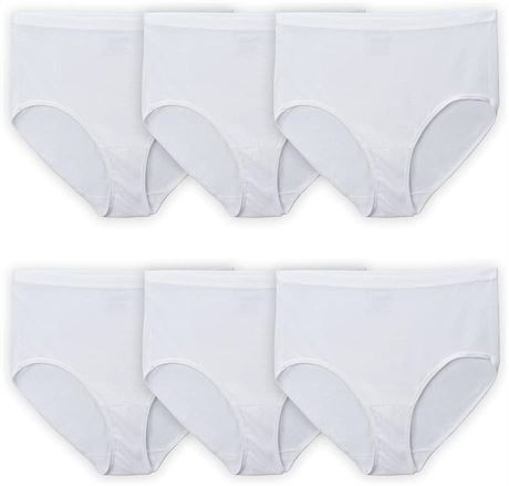 10 Plus - Fruit of the Loom Womens Fit for Me Women's White Cotton Briefs 6 Pack
