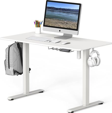 SHW 123 cm Electric Height Adjustable Standing Desk with Memory Controller, WHT