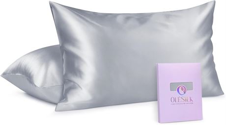 OLESILK 100% Mulberry Silk-Pillow-Cases 2 Pack Queen Size