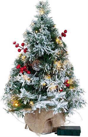Joiedomi 24" Snow Flocked Prelit Tabletop Christmas Tree for Best Christmas