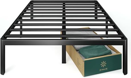 FULL-ZINUS Van 16 Inch Metal Platform Bed Frame / Steel Slat Support