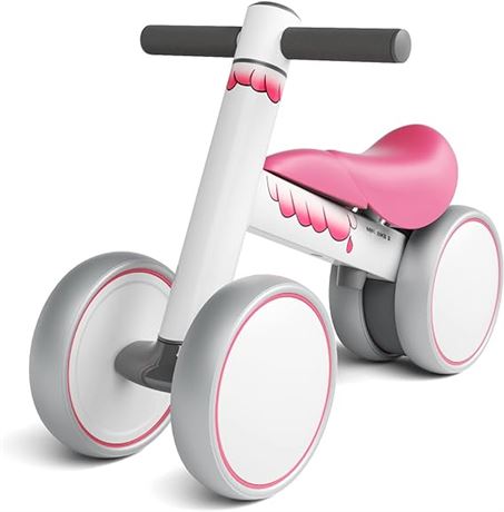 YMINA Baby Balance Bike for 1 Year Old Infant No Pedals 4 Wheels Toddler