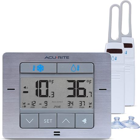 AcuRite Digital Wireless Fridge and Freezer Thermometer with Alarm, Max/Min