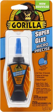Gorilla Micro Precise Super Glue, (0.19 oz/5 g, Pack of 1)