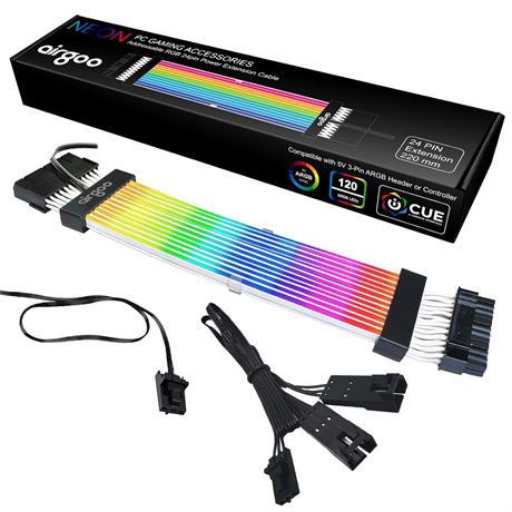airgoo Addressable RGB Power Extension Cable, 8.7inch/220mm 24 Pin Extension