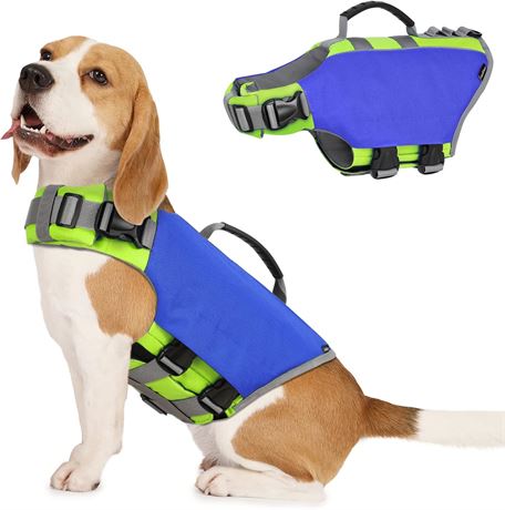 MED - VavoPaw Dog Life Jacket with High Buoyancy Rescue Handle