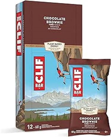 12 Pack CLIF BAR - Energy Bars - Chocolate Brownie - 68 Gram Protein Bars