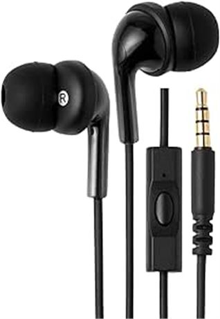 Basics In-Ear Wired Headphones, Earbuds with Microphone, Black