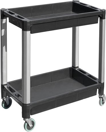 MaxWorks 80384 Two-Tray Plastic Utility Cart