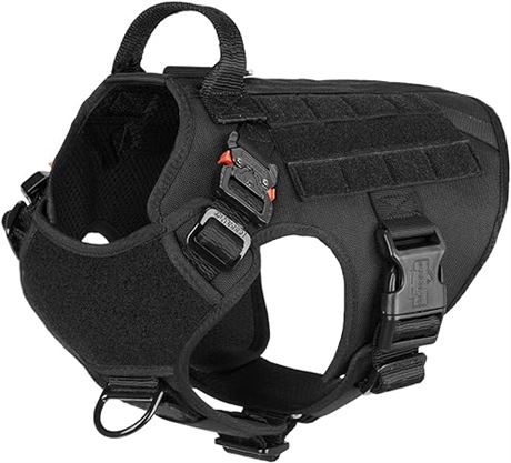 ICEFANG Tactical Dog Harness ,Medium Size, 2X Metal Buckle,Working Dog MOLLE Ves