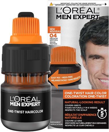 Men Expert One Twist Hair Color for Men, 4 Medium Brown, 50ml