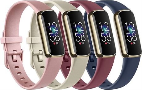 4 Pack Sport Bands Compatible with Fitbit Luxe Bands for Women Men