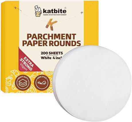 Katbite Heavy Duty Parchment Rounds 4 Inch, 200Pcs Round Parchment Patty Paper