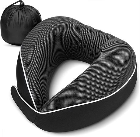 HOMIEE Adjustable Travel Pillow, Soft & Comfortable Memory Foam Pillow, Velcro
