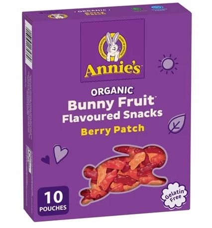 Annie's Organic Bunny Fruit Flavoured Snacks Berry Patch, Kids Snacks, 198 g