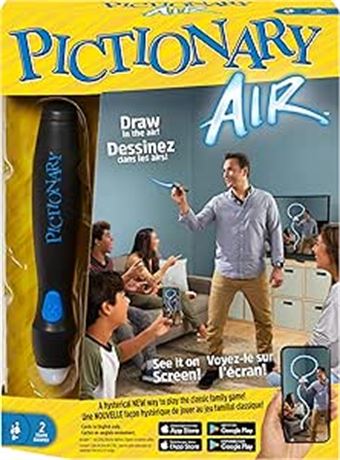 Pictionary Air Drawing Game, Family Game with Light-up Pen and Clue Cards