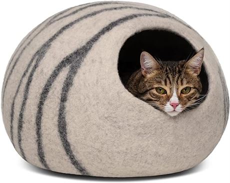 MEOWFIA Premium Felt Cat Bed Cave- Handmade 100% Merino Wool
